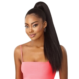 Glamourtress, wigs, weaves, braids, half wigs, full cap, hair, lace front, hair extension, nicki minaj style, Brazilian hair, crochet, hairdo, wig tape, remy hair, Lace Front Wigs, Outre Synthetic Pretty Quick  Drawstring Pony - KINKY STRAIGHT 28