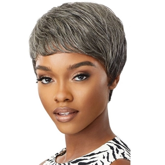 Glamourtress, wigs, weaves, braids, half wigs, full cap, hair, lace front, hair extension, nicki minaj style, Brazilian hair, crochet, hairdo, wig tape, remy hair, Lace Front Wigs, Remy Hair, Outre 100% Human Hair Fab & Fly Gray Glamour Wig - HH EDEN