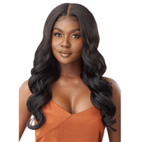 Glamourtress, wigs, weaves, braids, half wigs, full cap, hair, lace front, hair extension, nicki minaj style, Brazilian hair, crochet, hairdo, wig tape, remy hair, Lace Front Wigs, Outre 100% Human Hair Blend 5x5 HD Lace Closure Wig - HHB BODY CURL 24