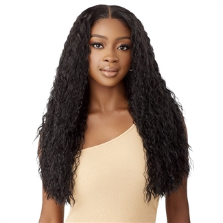 Glamourtress, wigs, weaves, braids, half wigs, full cap, hair, lace front, hair extension, nicki minaj style, Brazilian hair, crochet, hairdo, wig tape, remy hair, Outre 100% Human Hair Blend 5x5 HD Lace Closure Wig - HHB PERUVIAN WATER WAVE 24