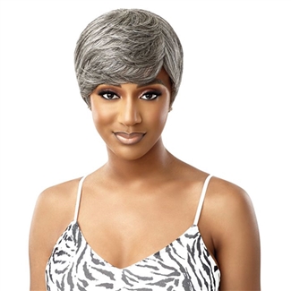 Glamourtress, wigs, weaves, braids, half wigs, full cap, hair, lace front, hair extension, nicki minaj style, Brazilian hair, crochet, hairdo, wig tape, remy hair, Lace Front Wigs, Remy Hair, Outre Fab & Fly Gray Glamour 100% Human Hair Full Wig - HH-ASHA