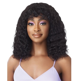 Glamourtress, wigs, weaves, braids, half wigs, full cap, hair, lace front, hair extension, nicki minaj style, Brazilian hair, crochet, hairdo, wig tape, Outre Mytresses Purple Label 100% Unprocessed Human Hair Full Cap Wig - WET & WAVY NATURAL DEEP 18