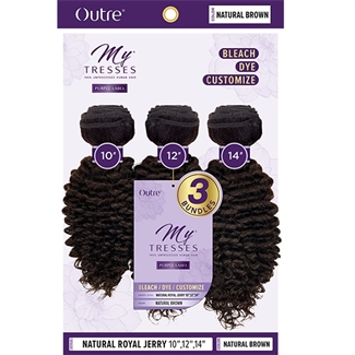 Glamourtress, wigs, weaves, braids, half wigs, full cap, hair, lace front, hair extension, nicki minaj style, Brazilian hair, crochet, hairdo, wig tape, remy hair, Outre MyTresses Purple Label 100% Unprocessed Hair - NATURAL ROYAL JERRY 10", 12", 14"