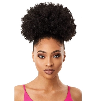 Glamourtress, wigs, weaves, braids, half wigs, full cap, hair, lace front, hair extension, nicki minaj style, Brazilian hair, crochet, hairdo, wig tape, remy hair, Lace Front Wigs, Outre Premium Synthetic Pretty Quick Ponytail - AFRO MEDIUM