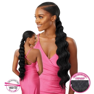 Glamourtress, wigs, weaves, braids, half wigs, full cap, hair, lace front, hair extension, nicki minaj style, Brazilian hair, crochet, hairdo, wig tape, remy hair, Lace Front Wigs, Outre Synthetic Pretty Quick Wrap Pony - FINGER WAVE 24