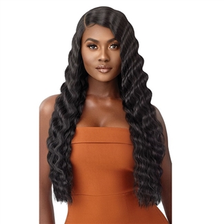 Glamourtress, wigs, weaves, braids, half wigs, full cap, hair, lace front, hair extension, nicki minaj style, Brazilian hair, crochet, hairdo, wig tape, remy hair, Lace Front Wigs, Outre Synthetic Crimp Wave Style HD Lace Front Wig - AZALYN 28