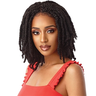 Glamourtress, wigs, weaves, braids, half wigs, full cap, hair, lace front, hair extension, nicki minaj style, Brazilian hair, crochet, hairdo, wig tape, remy hair, Outre Synthetic Twisted Up 4X4 Braid Lace Wig - STR BOMB TWIST 14