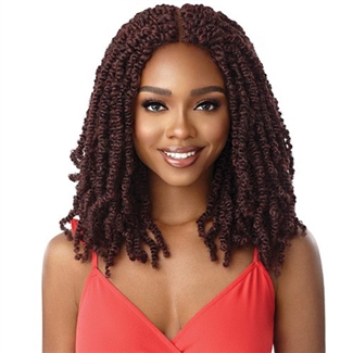Glamourtress, wigs, weaves, braids, half wigs, full cap, hair, lace front, hair extension, nicki minaj style, Brazilian hair, crochet, hairdo, wig tape, remy hair, Outre Synthetic Twisted Up 4X4 Braid Lace Wig - WAVY BOMB TWIST 18