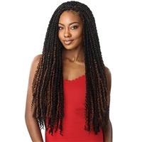 Glamourtress, wigs, weaves, braids, half wigs, full cap, hair, lace front, hair extension, nicki minaj style, Brazilian hair, crochet, hairdo, wig tape, remy hair, Lace Front Wigs, Remy Outre X-Pression Twisted Up Crochet Braid - PASSION WATERWAVE 24"