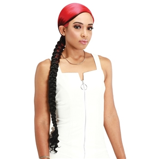 Glamourtress, wigs, weaves, braids, half wigs, full cap, hair, lace front, hair extension, nicki minaj style, Brazilian hair, crochet, hairdo, wig tape, remy hair, Lace Front Wigs, Zury Sis Braided Pony 34" HD Lace Front Wig - LF-RWANDA