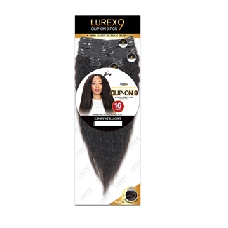Zury Lurex 100% Remy Human Hair Clip-On 9PCS - KINKY STRAIGHT 16"
