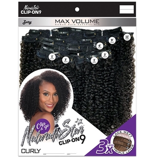 Glamourtress, wigs, weaves, braids, half wigs, full cap, hair, lace front, hair extension, nicki minaj style, Brazilian hair, crochet, hairdo, Zury Naturali Star Human Hair Natural Mix Clip & Go - CLIP ON 9 CURLY