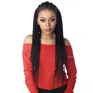 Glamourtress, wigs, weaves, braids, half wigs, full cap, hair, lace front, hair extension, nicki minaj style, Brazilian hair, crochet, hairdo, wig tape, remy hair, Sensationnel Cloud9 Hand Braided 13x7 Part Swiss Lace Wig - FEED IN FULANI CORNROW