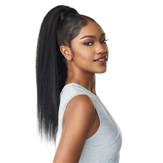 Glamourtress, wigs, weaves, braids, half wigs, full cap, hair, lace front, hair extension, Brazilian hair, crochet, hairdo, wig tape, remy hair, Lace Front Wigs, Remy Hair, Sensationnel Synthetic Ponytail Instant Pony Wrap - KINKY STRAIGHT 24