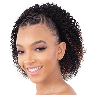 Glamourtress, wigs, weaves, braids, half wigs, full cap, hair, lace front, hair extension, nicki minaj style, Brazilian hair, crochet, hairdo, wig tape, remy hair, Lace Front Wigs, Freetress Equal Synthetic Flex Crochet Ponytail - C- MINI CURL