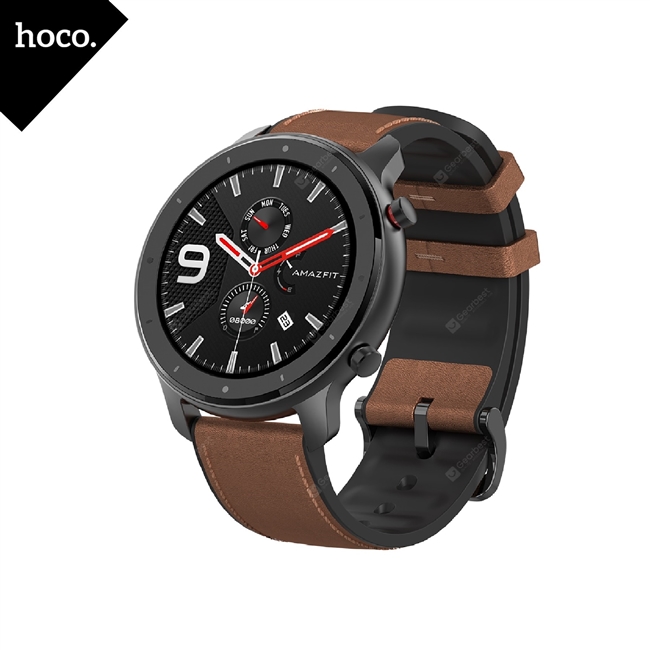 Amazfit GTR 47mm Black Case/Brown Strap (Brand New)