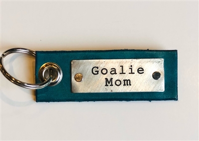 Goalie Mom -- Leather Tag Keychain (more colors)