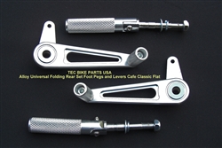 CNC Aluminum Alloy Universal Folding Rear-set Foot Pegs and Levers Cafe Classic Flat