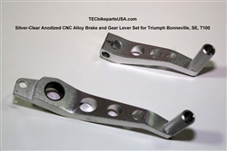 TEC Silver-Clear Anodized CNC Alloy Brake and Gear Lever Set for Triumph Bonneville, SE, T100