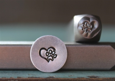 A Supply Guy Design - Heart with Dog Paw Metal Design Stamp - SGCH-141