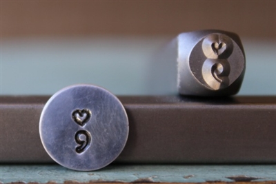 A Supply Guy Design - Heart Semicolon Design Metal Design Stamp - SGCH-166