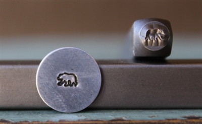 A Supply Guy Design - Baby Grizzly Bear Flower Design Metal Design Stamp - SGCH-174
