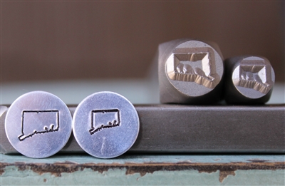 Brand New Supply Guy Design - Connecticut US State Metal Design Punch 2 Stamp Set - SGCH-329CT