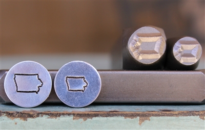 Brand New Supply Guy Design - Iowa US State Metal Design Punch 2 Stamp Set - SGCH-337IA