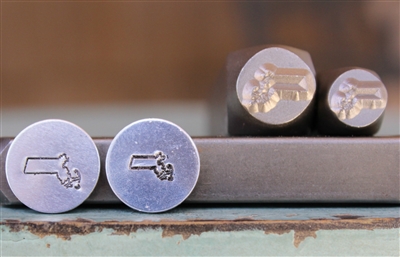 Brand New Supply Guy Design - Massachusetts US State Metal Design Punch 2 Stamp Set - SGCH-343MA