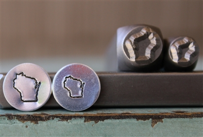 Brand New Supply Guy Design - Wisconsin US State Metal Design Punch 2 Stamp Set - SGCH-371WI