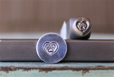 A Supply Guy Design - Heart with Center Dog Paw Metal Design Stamp - SGCH-399