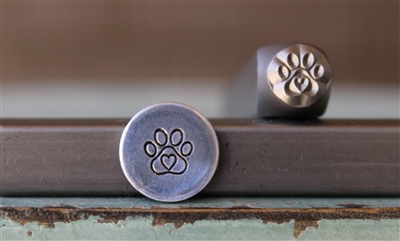A Supply Guy Design - Dog Paw with Center Heart Metal Design Stamp - SGCH-404