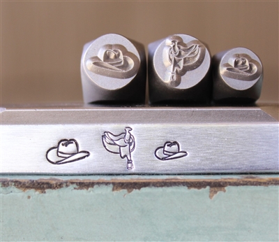 Brand New Supply Guy Design - 6mm and 8mm Cowboy Hat and Horse Saddle Metal Design 3 Stamp Set - SGCH-465481482