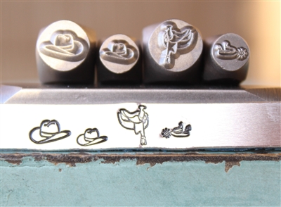 Supply Guy Design - 6mm (Spur and Hat) and 8mm (Saddle and Hat) Western Metal Design 4 Stamp Set - SGCH-465481482569