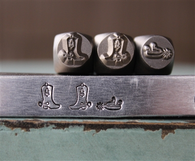 Brand New Supply Guy Design - 6mm Cowboy Boot (left and right facing) and Spur Metal Design 3 Stamp Set - SGCH-471472569