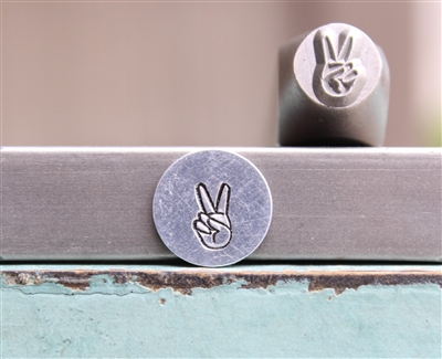 Supply Guy Design - 7mm Two Finger Peace Symbol Metal Design Stamp - SGCH-548