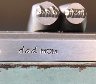 Brand New Supply Guy Design -3mm Tall Dad Word and 2mm Mom with Heart Metal Design 2 Stamp Set - SGCH-580581