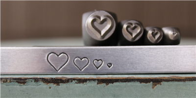 A Supply Guy Design - 7mm, 5mm, 3mm, 1.5mm Simple Heart Metal Design 4 Stamp Set - SGCH-757778425