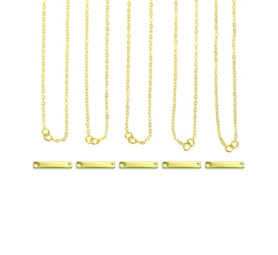 Impress Art Personal Impressions 3mm x 20mm Rectangle Gold Plated 5 Necklace Metal Stamping Kit - 5 Pack - SGPI14 - 5