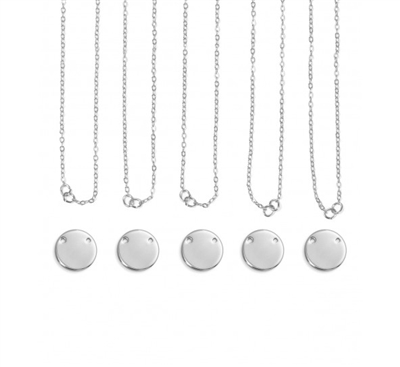 Impress Art Personal Impressions 15mm Large Circle Silver Plated 5 Necklace Metal Stamping Kit - 5 Pack - SGPI22 - 5