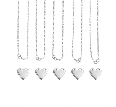 Impress Art Personal Impressions 13mm x 14mm Heart Silver Plated 5 Necklace Metal Stamping Kit - 5 Pack - SGPI23 - 5