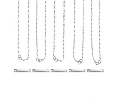 Impress Art Personal Impressions 3mm x 20mm Rectangle Silver Plated 5 Necklace Metal Stamping Kit - 5 Pack - SGPI24 - 5