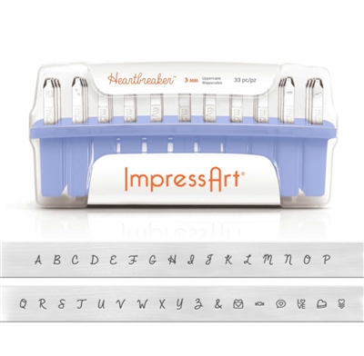 Impress Art 3mm Heartbreaker Font Uppercase Metal Letter Alphabet Stamp Set - SGSC1231-3MM