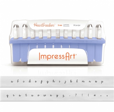 Impress Art 3mm Heartbreaker Font Lowercase Metal Letter Alphabet Stamp Set - SGSC1331-3MM