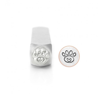 Impress Art Paw Print Heart Metal Design Stamp - SGSC156-BS-6MM