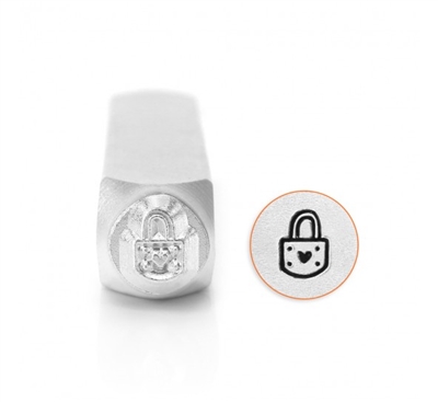 Impress Art Padlock Heart Metal Design Stamp - SGSC158-V-6MM