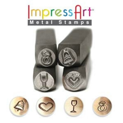 Impress Art Wedding Celebration Set (4 Pack) Metal Design Stamps - SGSC15K-D-6MM