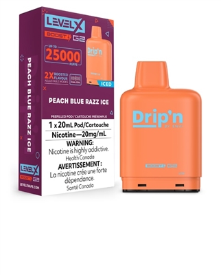 Level X Drip'n Boost Pod 20mL - Peach Blue Razz Iced