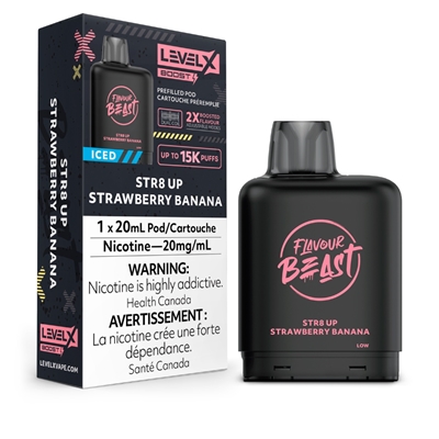 Level X Flavour Beast Boost Pod 20mL - STR8 Up Strawberry Banana Iced 20mg