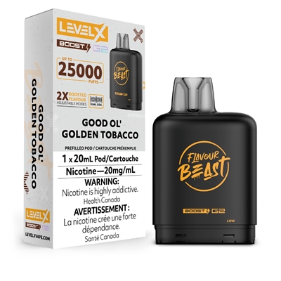 Level X Flavour Beast Boost Pod 25K 20ml - Good Ol' Golden Tobacco